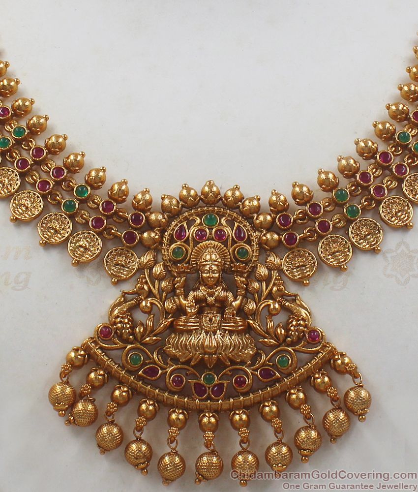 TNL1047 - Ruby Emerald Stone Gold Antique Necklace Collections