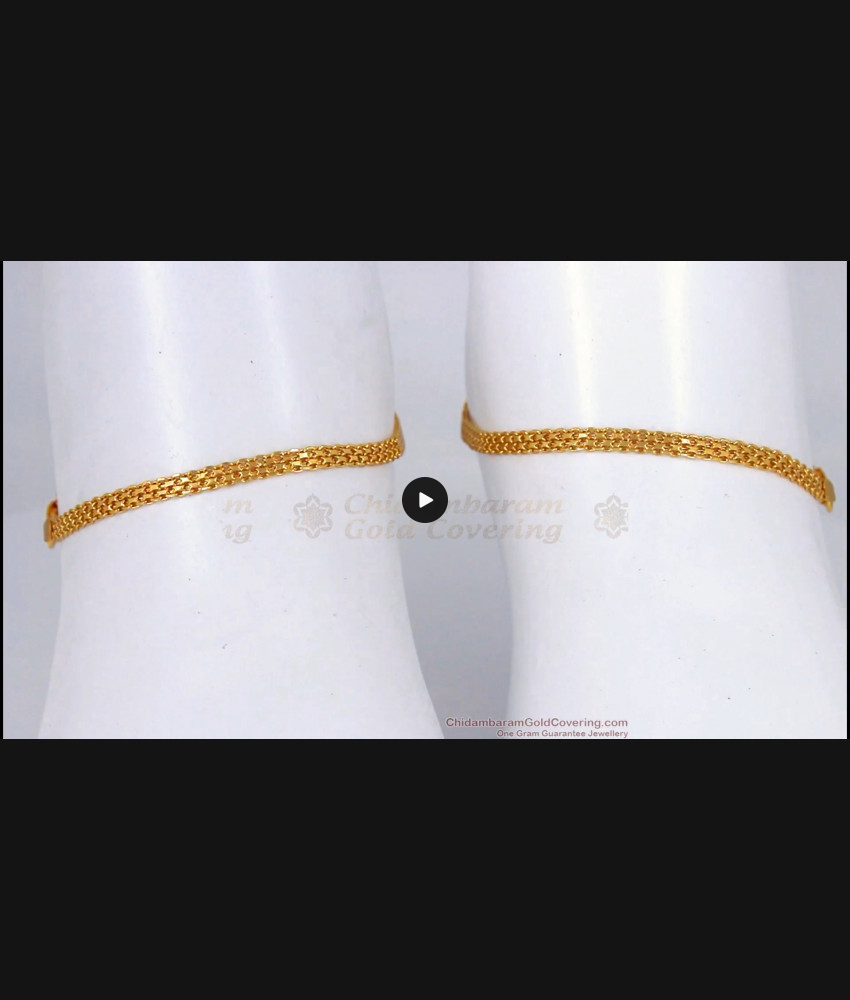 11 Inch Shinning Gold Anklet Design For Bridal Wear ANKL1112