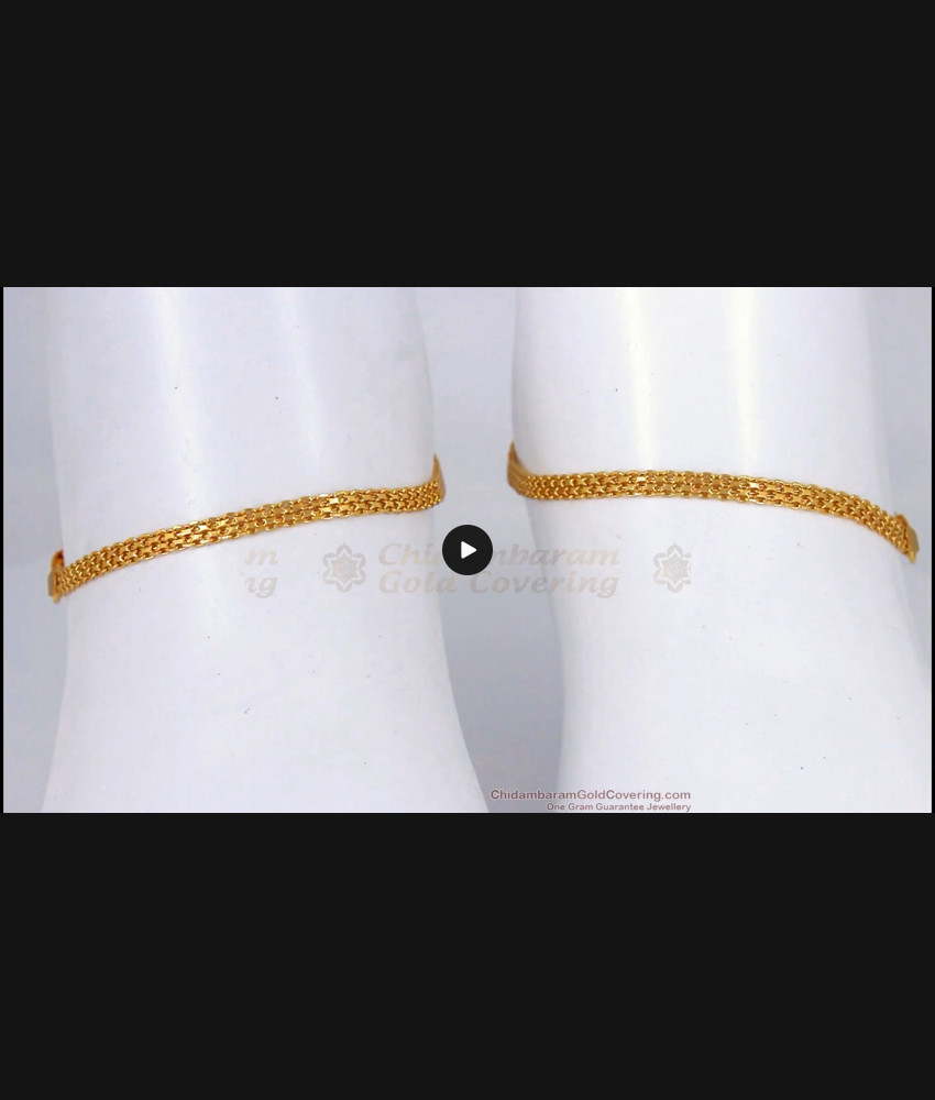 9.5 Inch Shinning Gold Anklet Design For Bridal Wear ANKL1112