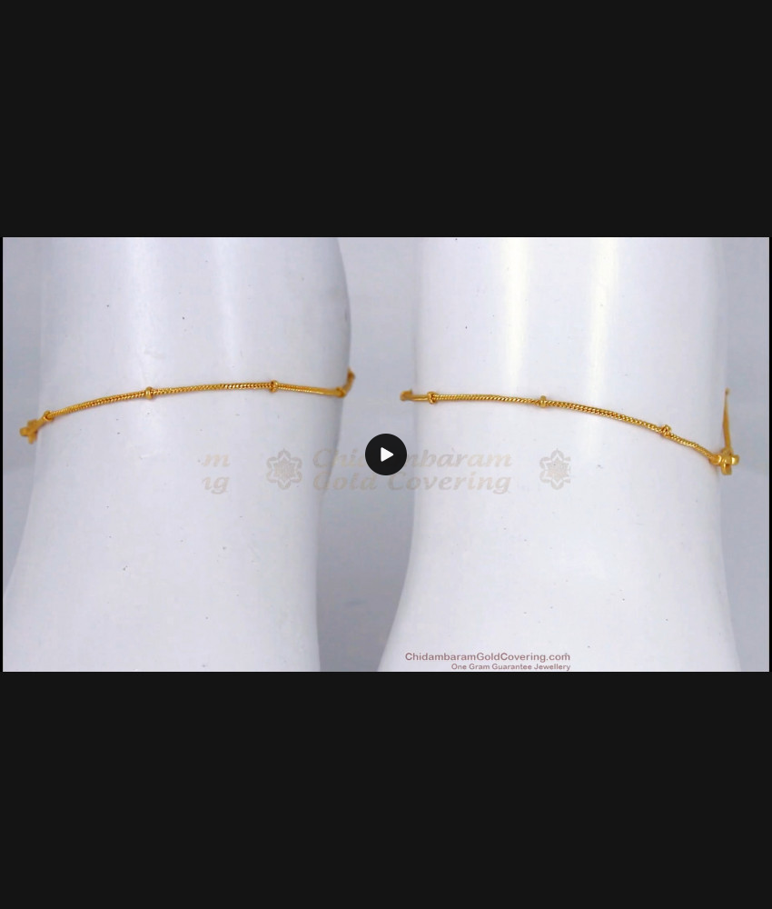 10 Inch Thin Pattern Design Gold Anklet For Party Wear ANKL1113