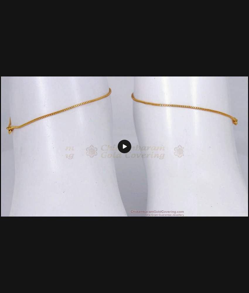 9 Inch Simple Slim Chain Type Gold Anklets Collections ANKL1124