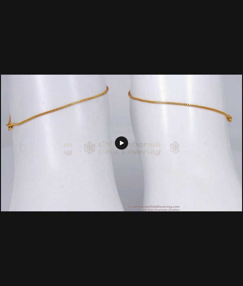 9.5 Inch Simple Slim Chain Type Gold Anklets Collections ANKL1124