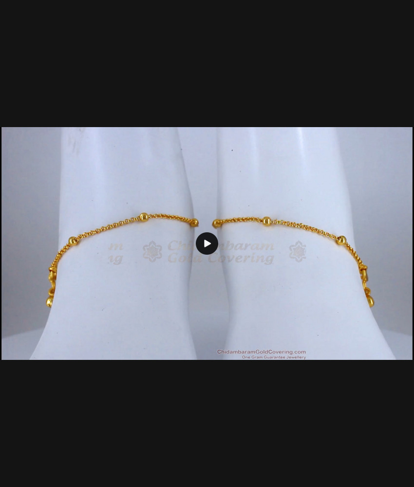 10 Inch Simple One Gram Gold Anklet For Ladies Daily Wear ANKL1128