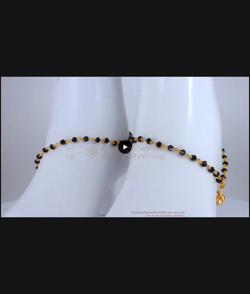 10 Inch Black Crystal Gold Anklet For Womens Fashion Jewelry ANKL1131