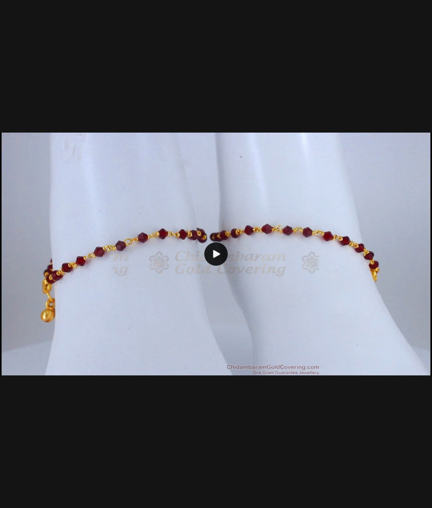 10 Inch Red Crystal Gold Anklet For Womens Fashion Jewelry ANKL1132