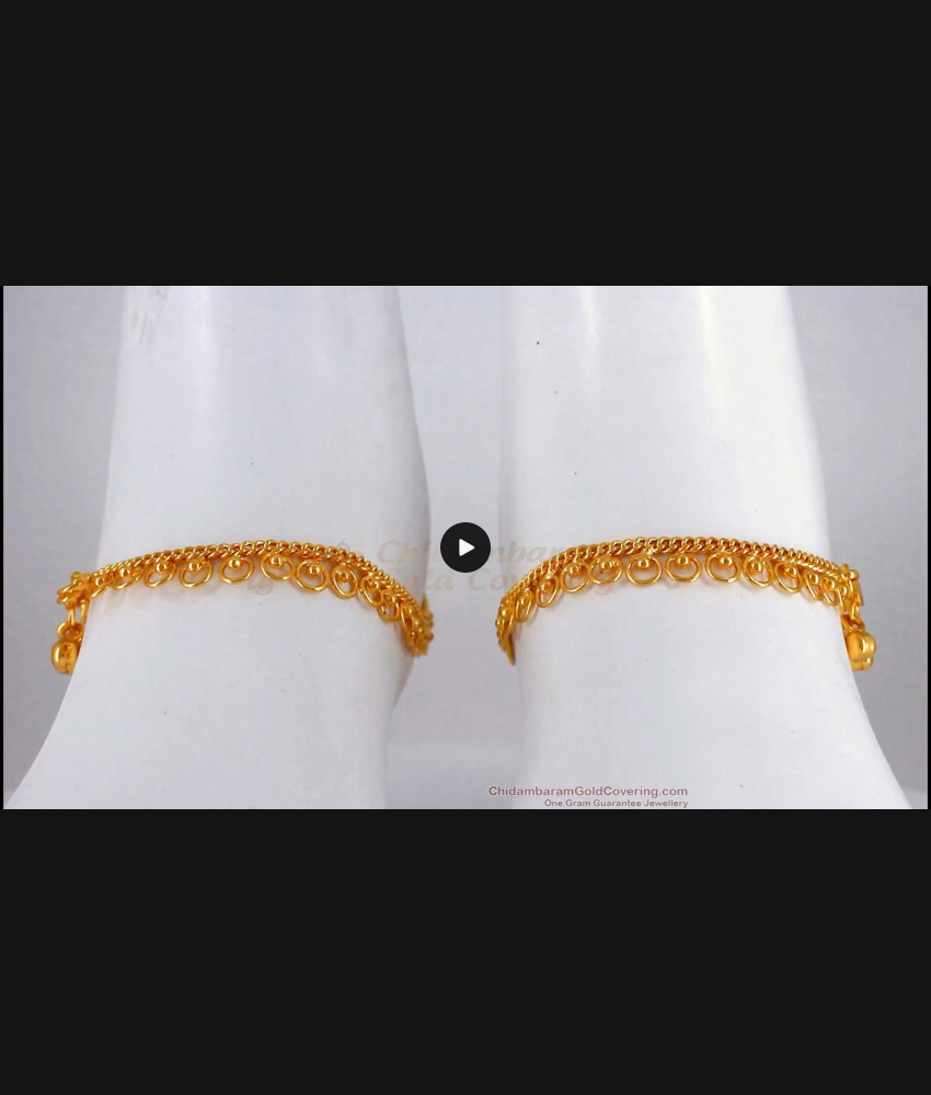 11 Inch One Gram Gold Chain Type Anklets For Daily Wear ANKL1153