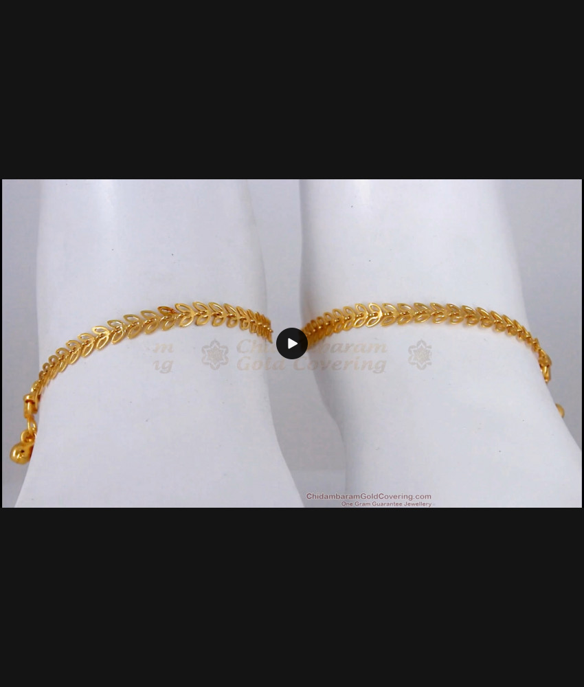 10 Inch Leaf Design One Gram Gold Anklets Daily Wear ANKL1154