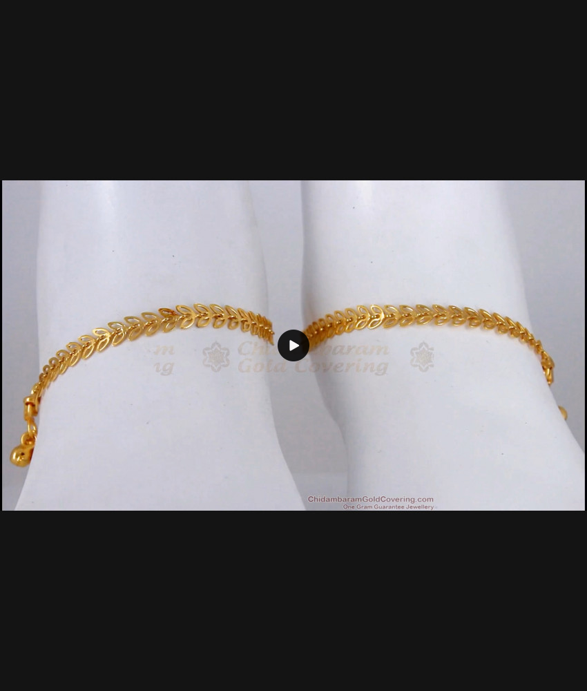 10.5 Inch Leaf Design One Gram Gold Anklets Daily Wear ANKL1154