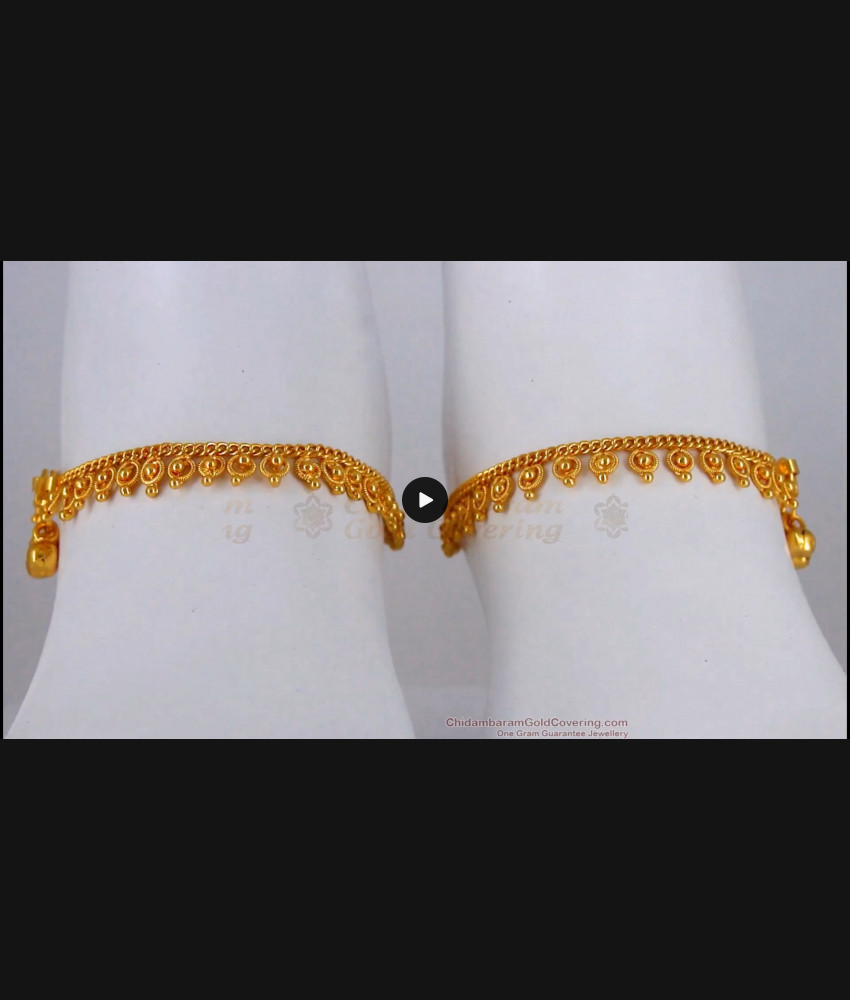 11 Inch Gold Plated Anklet Daily Wear Collection For Ladies ANKL1160