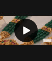 ANTQ1122 Beautiful Layered Emerald Beads Antique Gold Lakshmi Haram With Matching Jhumka