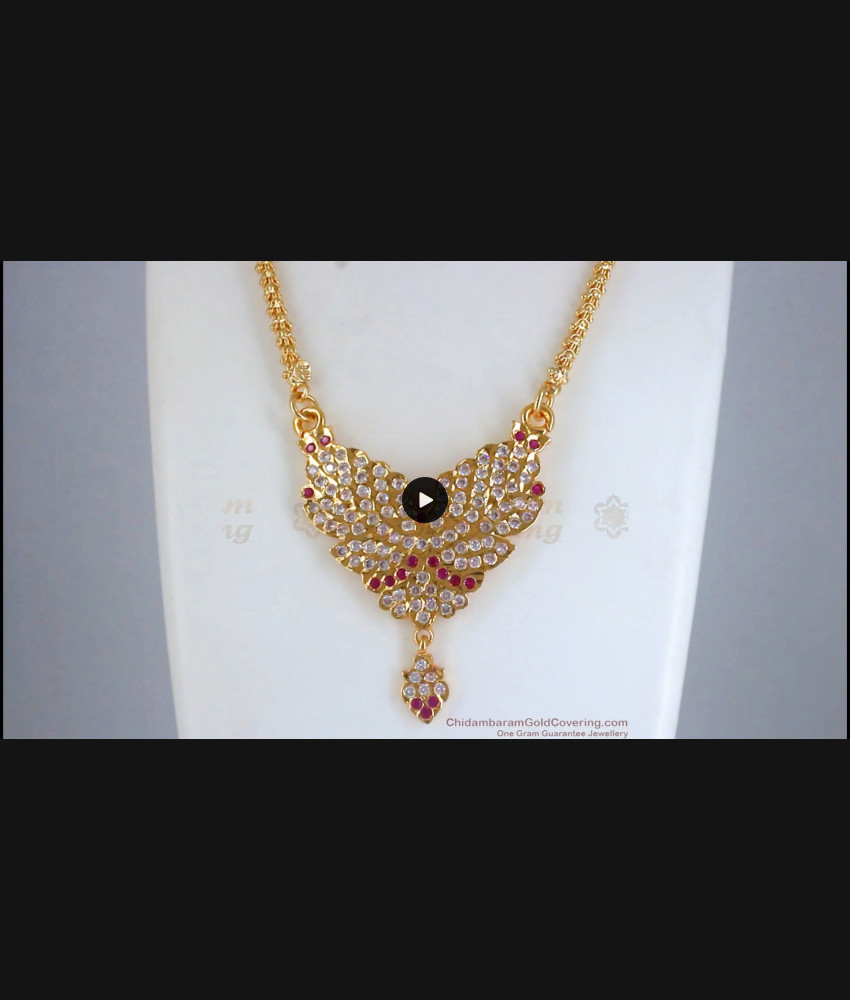 New Arrival Big Butterfly Gold Impon With Pink And White Stone Dollar Chain Jewelry BGDR543