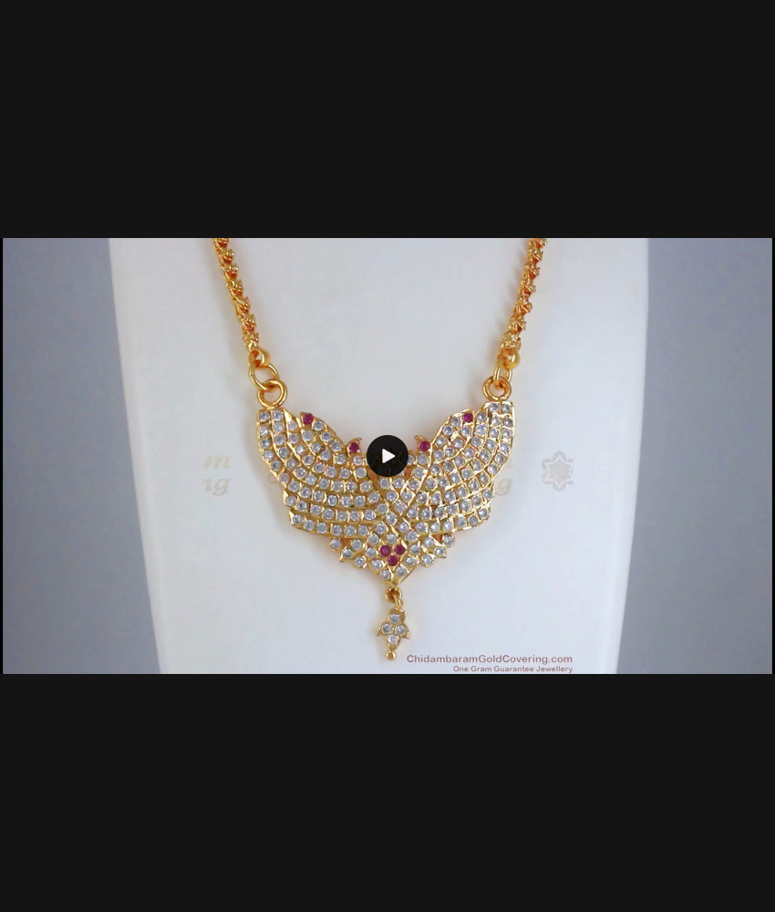 Traditional Impon Red White Green Stone Gold Dollar Chain Jewelry Model BGDR572