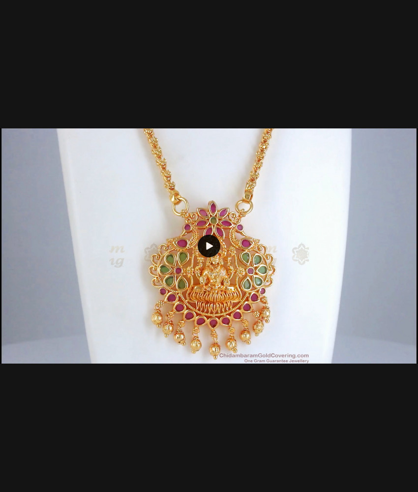 Aspiring Duel Color Stones Lakshmi Design Gold plated Dollar Chain For Traditional Wear BGDR580