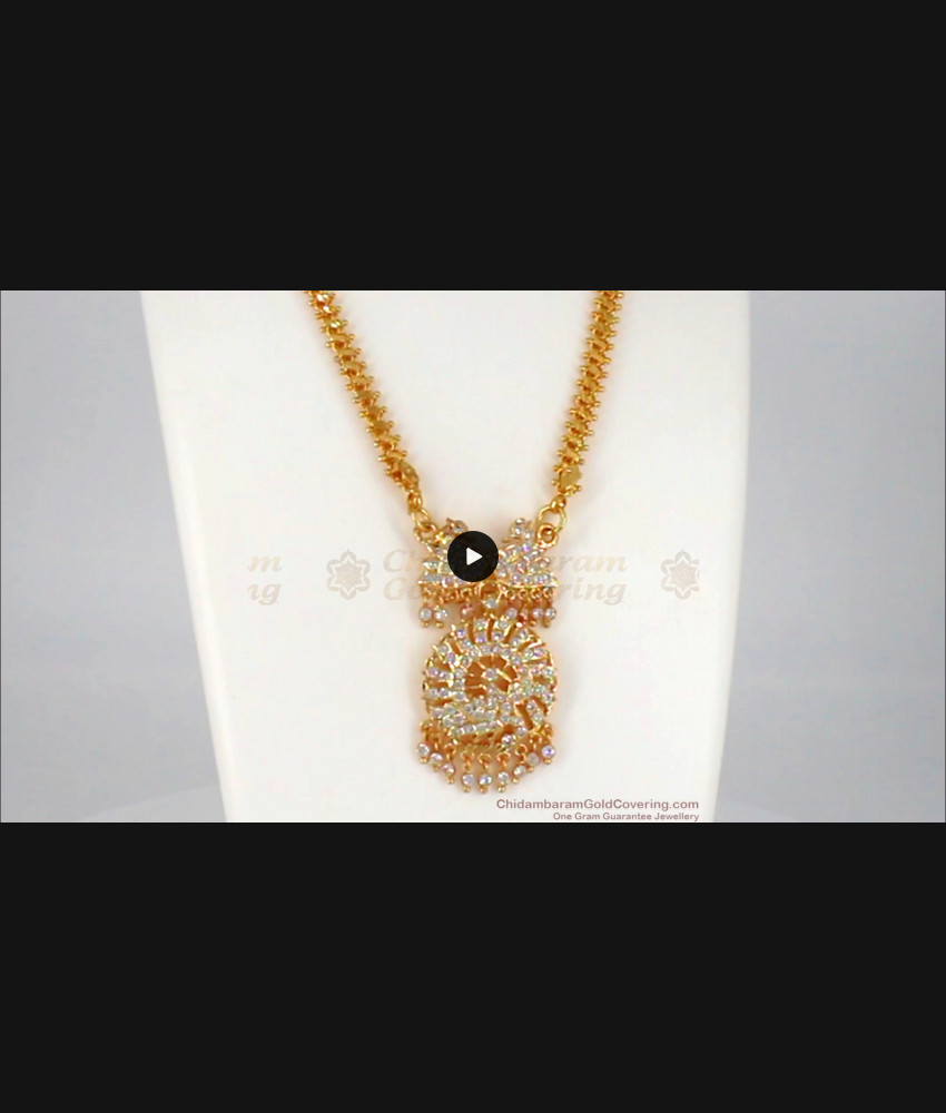 Full White Stone Peacock Impon Gold Dollar Chain Collections BGDR673