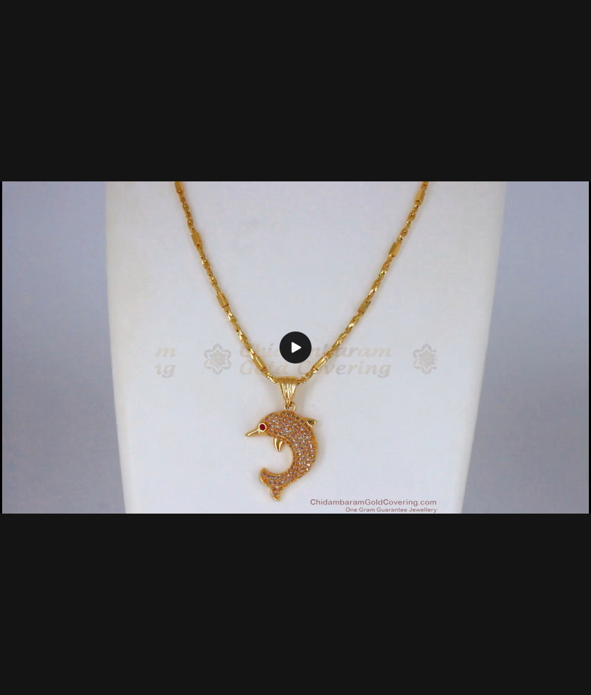 Beautiful Dolphin Dollar AD Stone Gold Chain Womens Fashions BGDR728