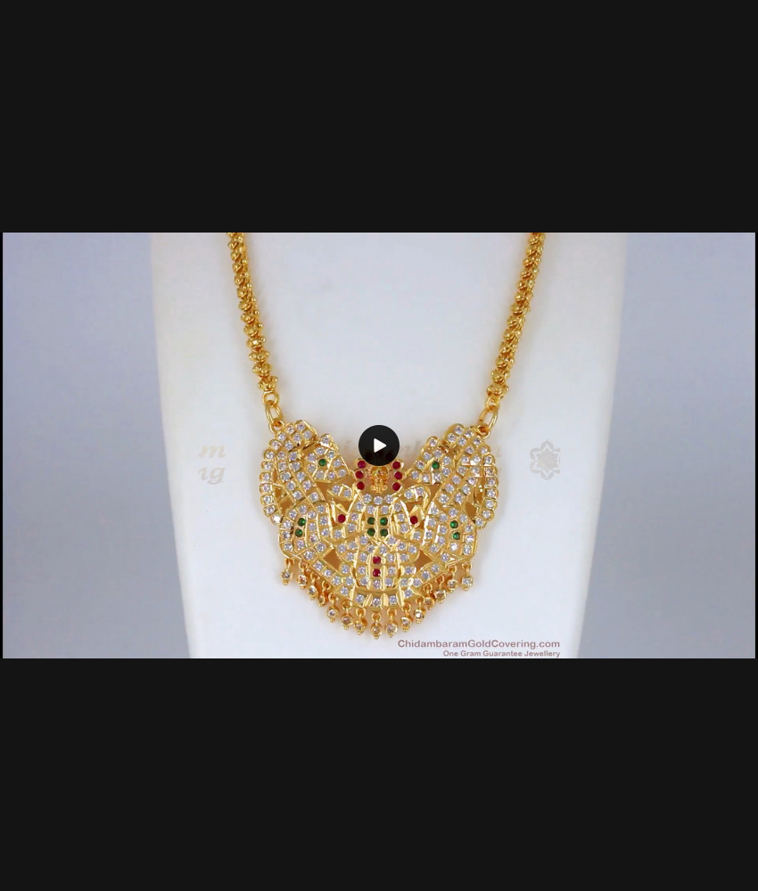 Grand Big Lakshmi Impon Dollar Gold Chain Tone Imitation Jewelry BGDR733