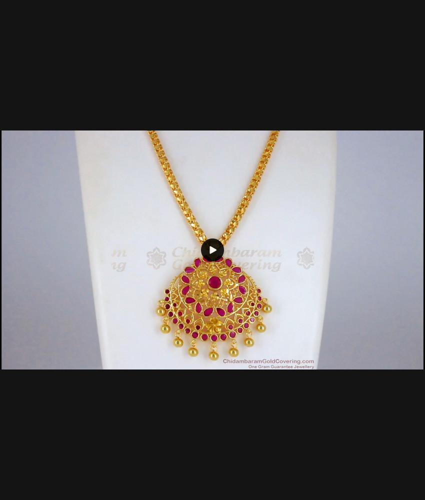 Thick Chain Ruby Stone Big Dollar Gold Design Party Wear BGDR760