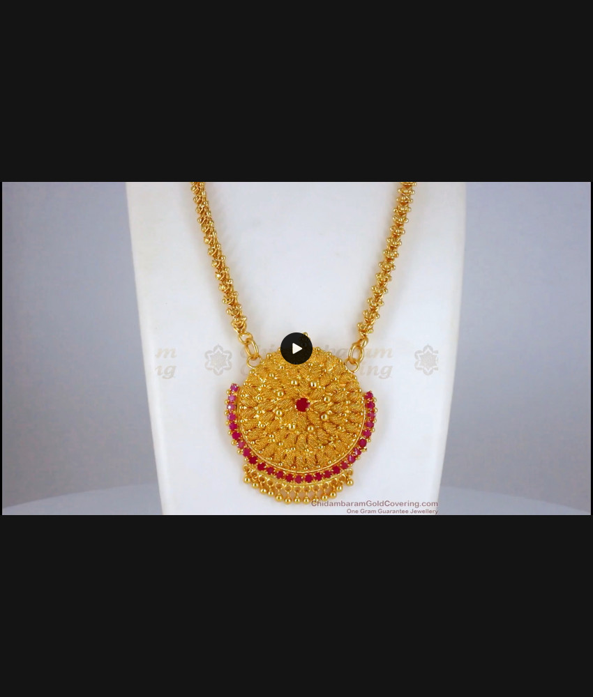 Big Dollar Ruby Stone Long Chain Designs Party Wear BGDR765