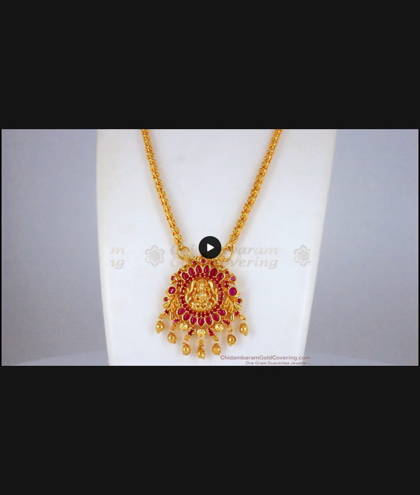 Traditional Lakshmi Ruby Kemp Stone Gold Big Dollar Chain BGDR766