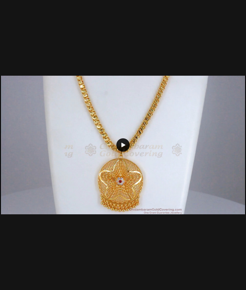 Unique 3D Shaped Star Design AD Stone Gold Pendant Chain BGDR818