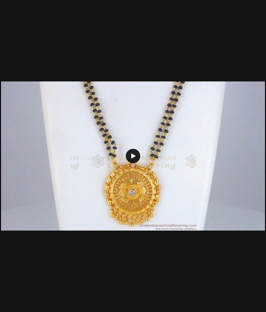 Unique One Gram Gold Dollar White Stone Mangalsutra Chain BGDR840