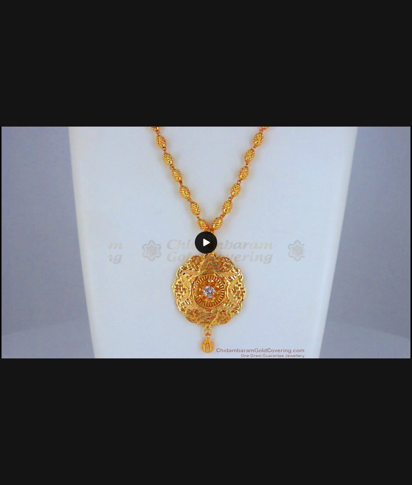 Stylish One Gram Gold Dollar Chain White Stone Jewelry for Women BGDR851