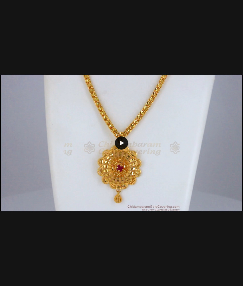 Gorgeous One Gram Gold Heart Chain Flower Ruby Stone Dollar BGDR857