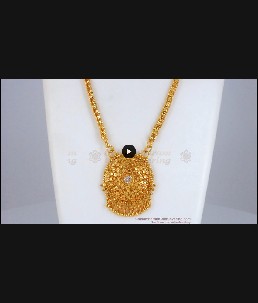 30 inches Long One Gram Gold Dollar Chain White Stone Jewelry Daily Wear Shop Online BGDR858