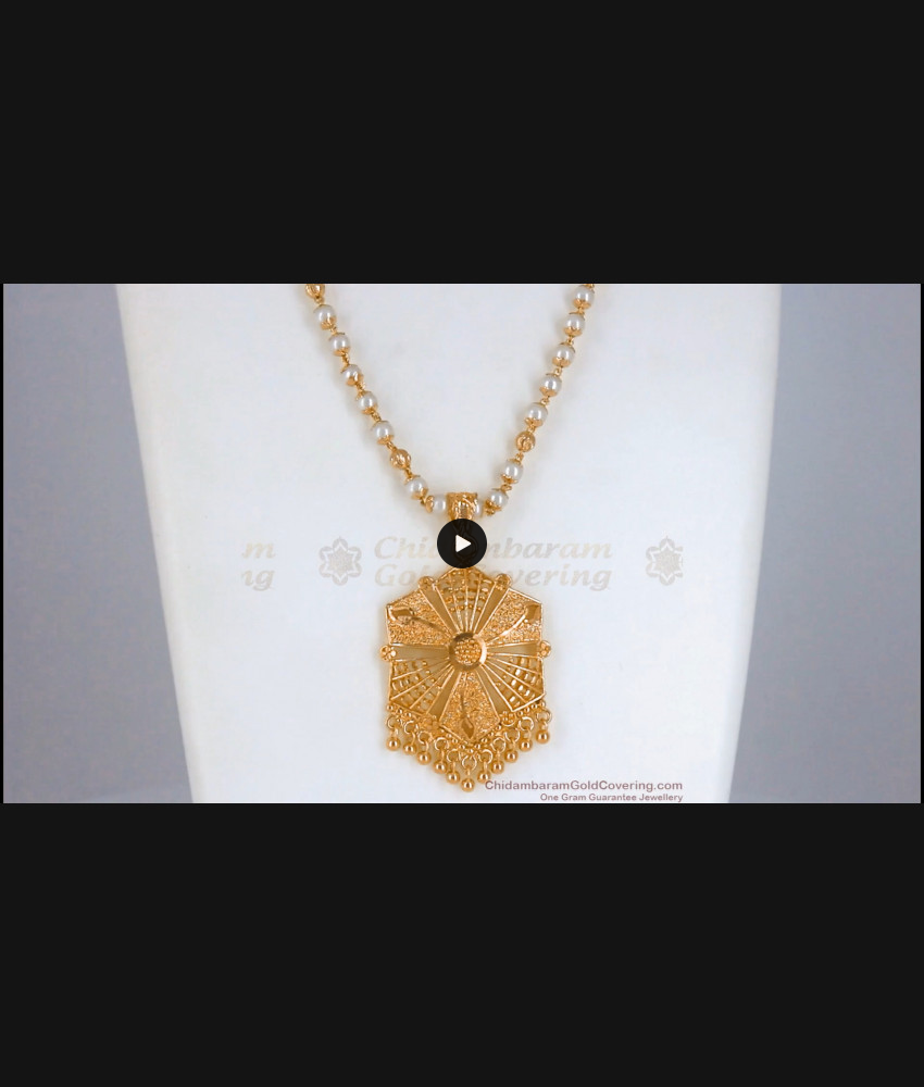 24K Gold leaf Design Dollar With Pearl Chain BGDR884