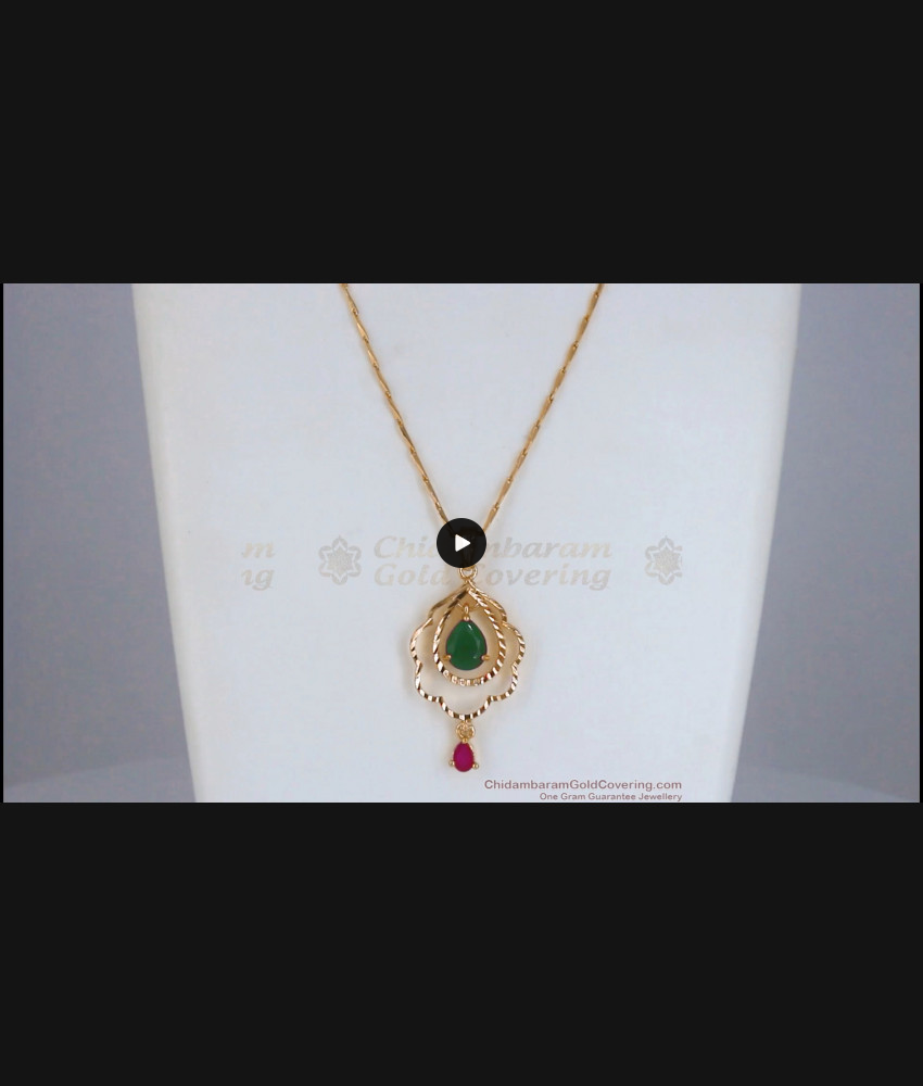 College Wear Stylish Gold Plated Dollar Chain Emerald Stone BGDR897