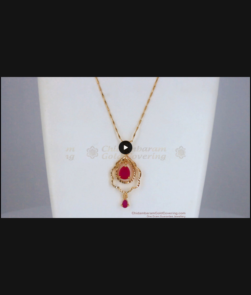 Heart Design Ruby Stone Gold Dollar Chain Office Wear BGDR898