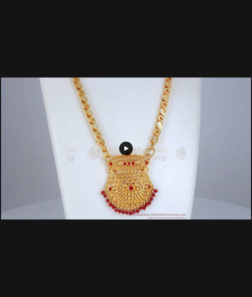 Red Coral Stone Gold Imitation Dollar Chain Shop Online BGDR925