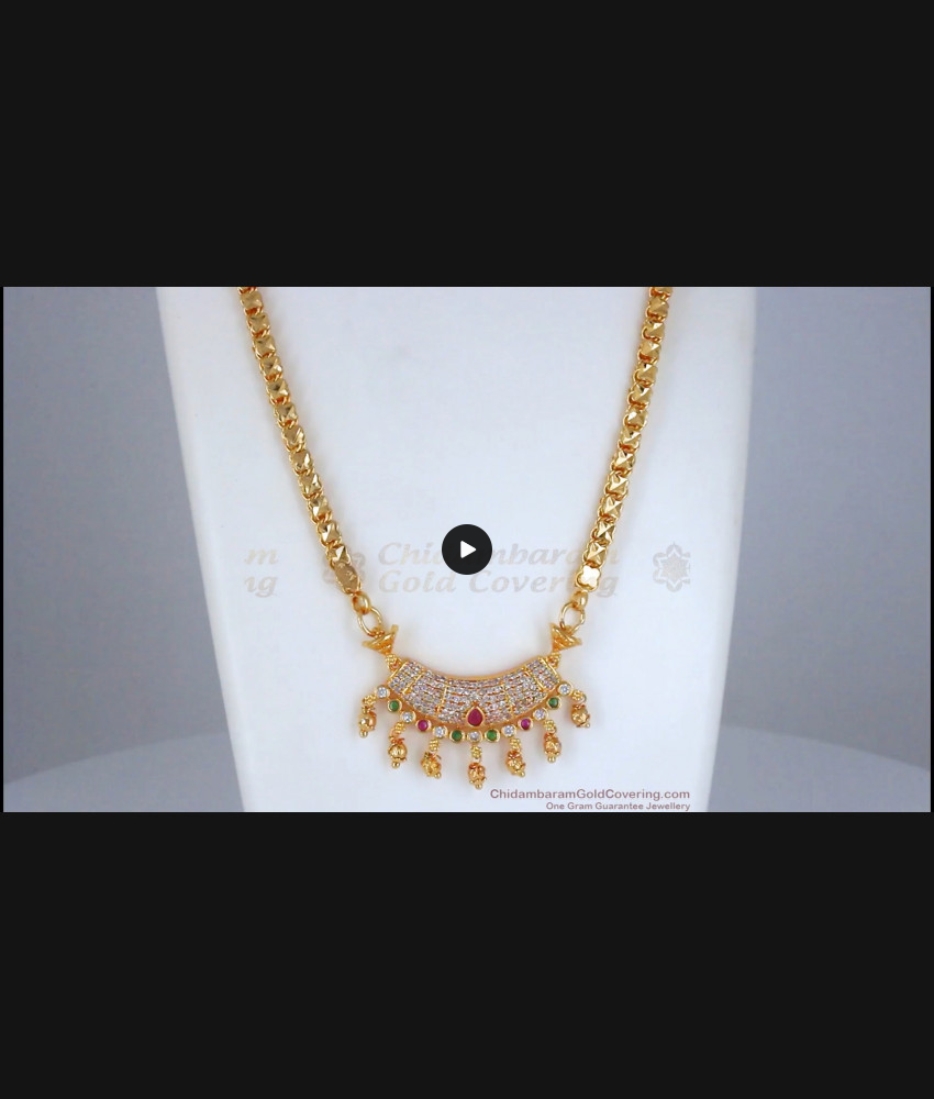 30 Inches Long Unique Gold Plated Multi Stone Dollar With Chain Shop Online BGDR927