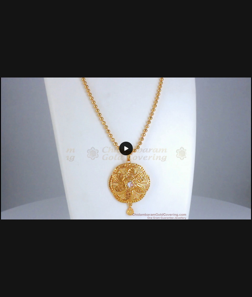 Gold Plated Dollar With Gold Beaded Chain Daily Wear BGDR935