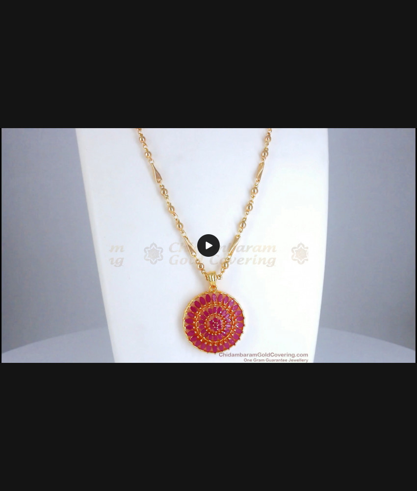 Stunning Ruby Stone Gold Plated Dollar Chain Flower Design BGDR940