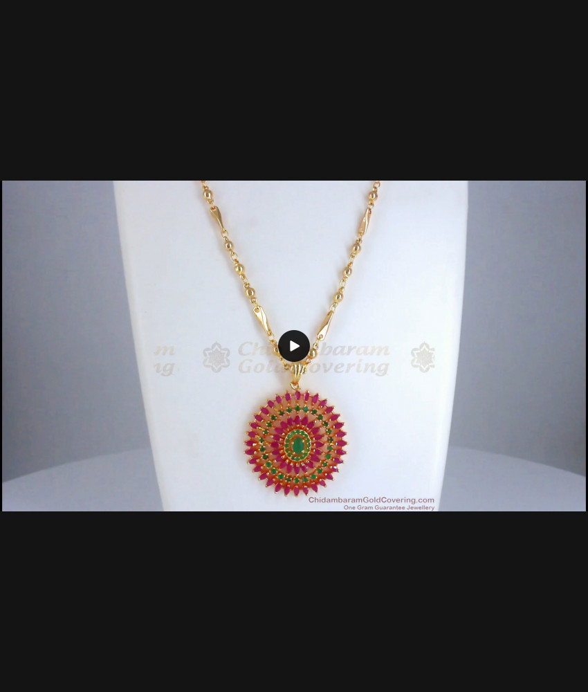 Ravishing Ad Stone Pendant Gold Chain Shop Online BGDR941