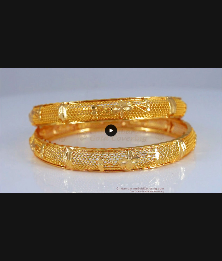 BR1372-2.4 Bridal Design Light Weight Gold Plated Set Bangles Collection For Marriage