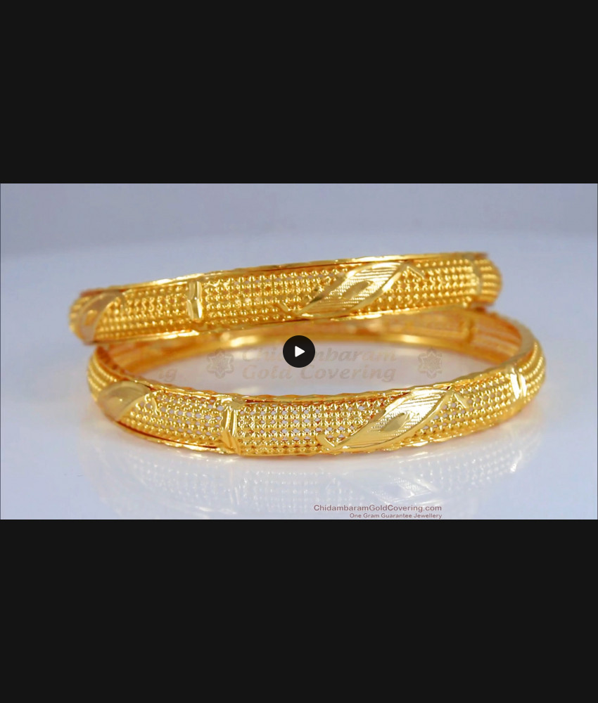 BR1373-2.10 Real Gold Net Pattern Handcrafted Bangles Latest Collections
