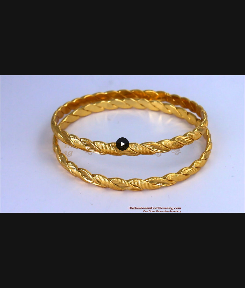 BR1396-2.8 Womens Favorite Plain Gold Plated Daily Wear Bangles Collection