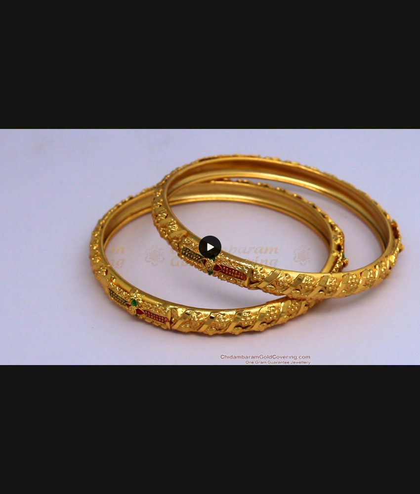 BR1442-2.6 Real Gold Bangle With Enamel Forming Jewelry For Ladies