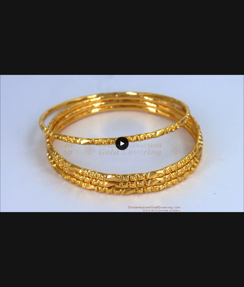 BR1459-2.6 Traditional Gold Bangles Design Set Of Four Gold Plated Jewelry Daily Use