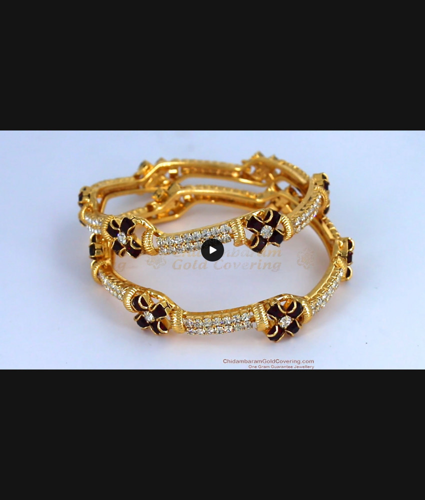 BR1476-2.4 Gold Plated Stone Bangles Design Bridal Wear For Marriage 
