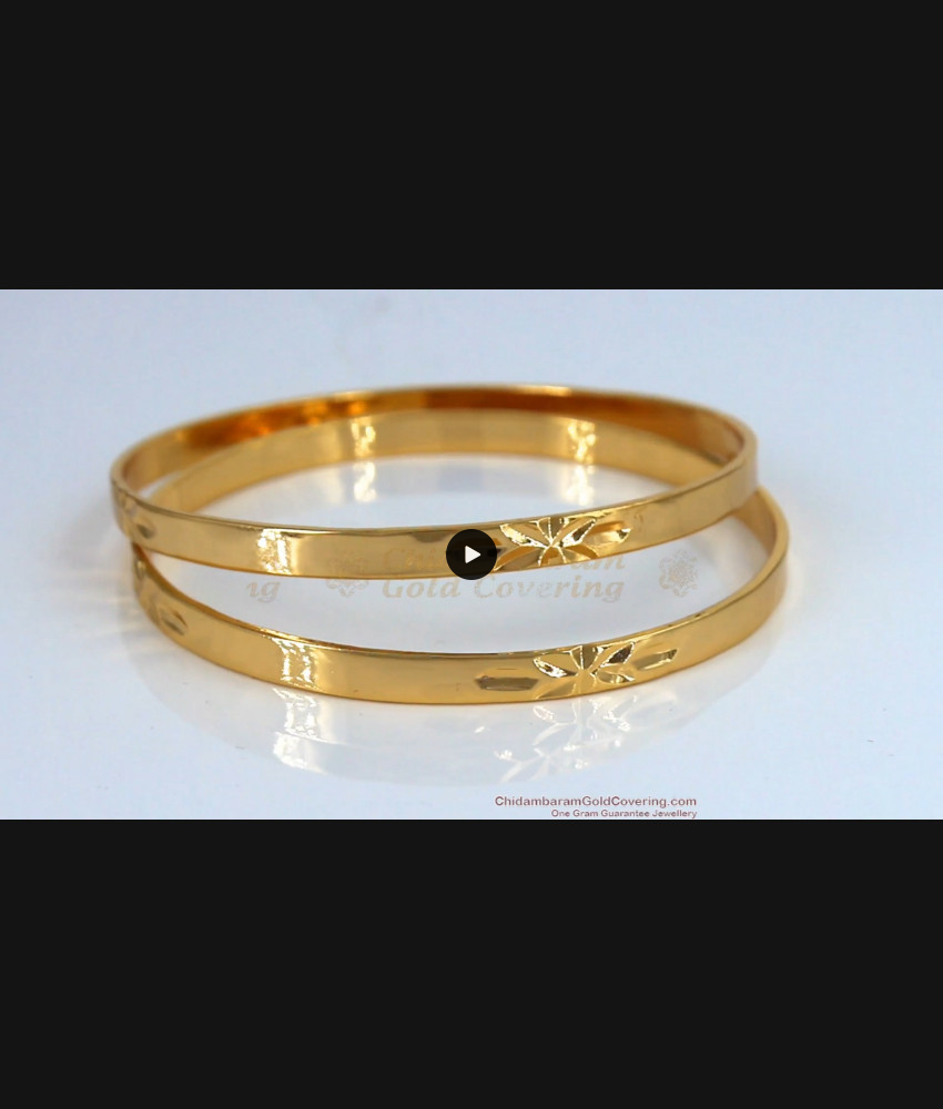 BR1512-2.8 Latest Simple Plain Daily Wear Original Impon Gold Bangle Collections