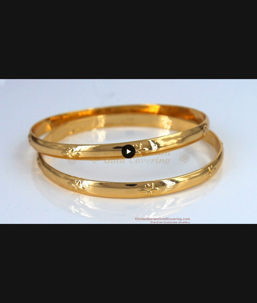 BR1520-2.8 Beautiful Plain Collection Original Impon Gold Bangle Designs