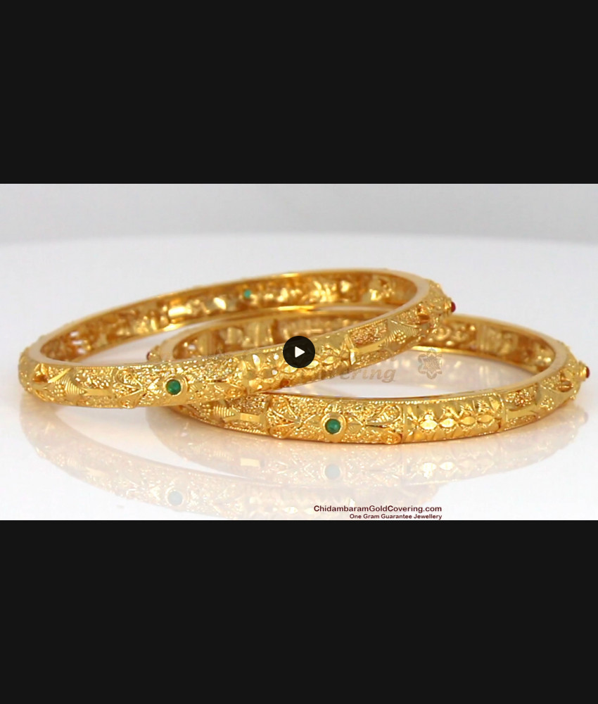 BR1547-2.4 New Model Ruby Emerald Stone Gold Forming Bangles