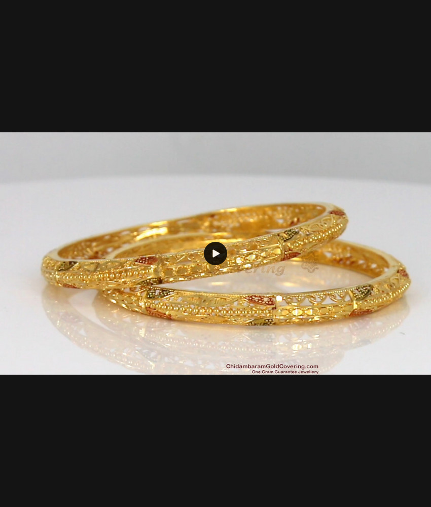 BR1549-2.4 Stunning Enamel Gold Bangles For Bridal Wear