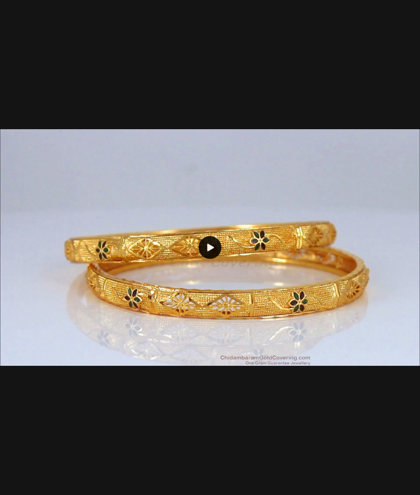 BR1587-2.6  Enamel One Gram Gold Bangles Set Collections Buy Online