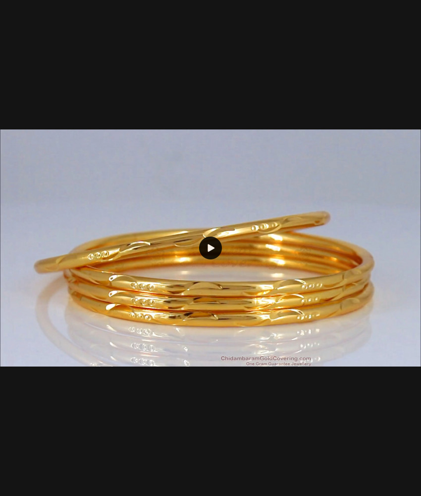 BR1591-2.8 Set Of Four Gold Bangles For Daily Wear Collections