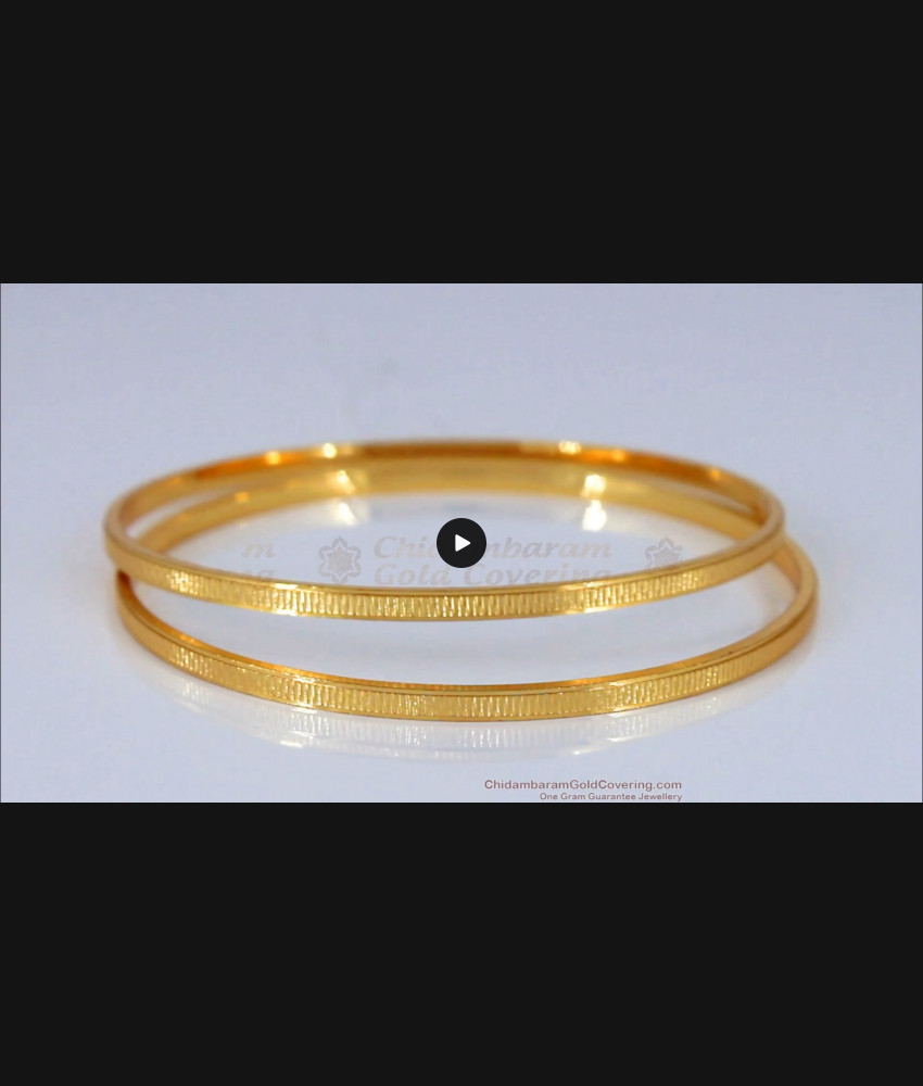 BR1614-2.6 Thin Gold Plated Plain Bangles For Daily Wear