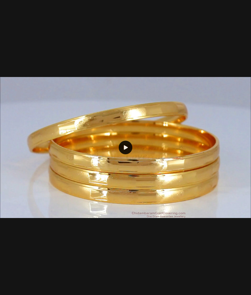 BR1625-2.8 Plain One Gram Gold Bangles Set Of Four Daily Wear Collection